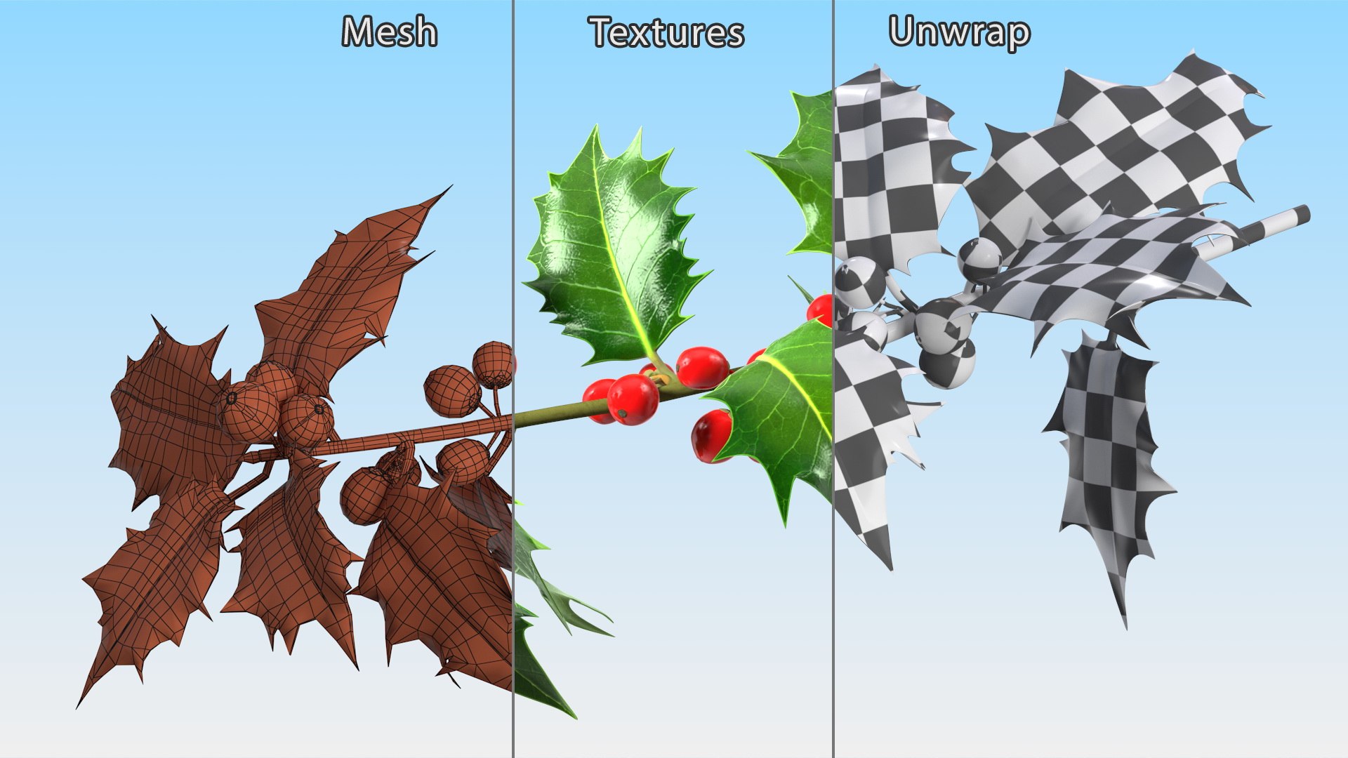 Mistletoe Sprig Holly 3D model https://p.turbosquid.com/ts-thumb/7U/jXLc3b/2C/mistletoesprighollymb3dmodel016/jpg/1684965181/1920x1080/fit_q87/8f0b6b9fddab84ad847f95d186e6ec3ed36aa45f/mistletoesprighollymb3dmodel016.jpg