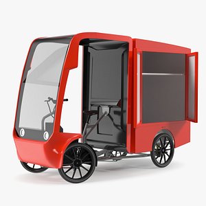 3D model Electric Delivery Bike Red Rigged