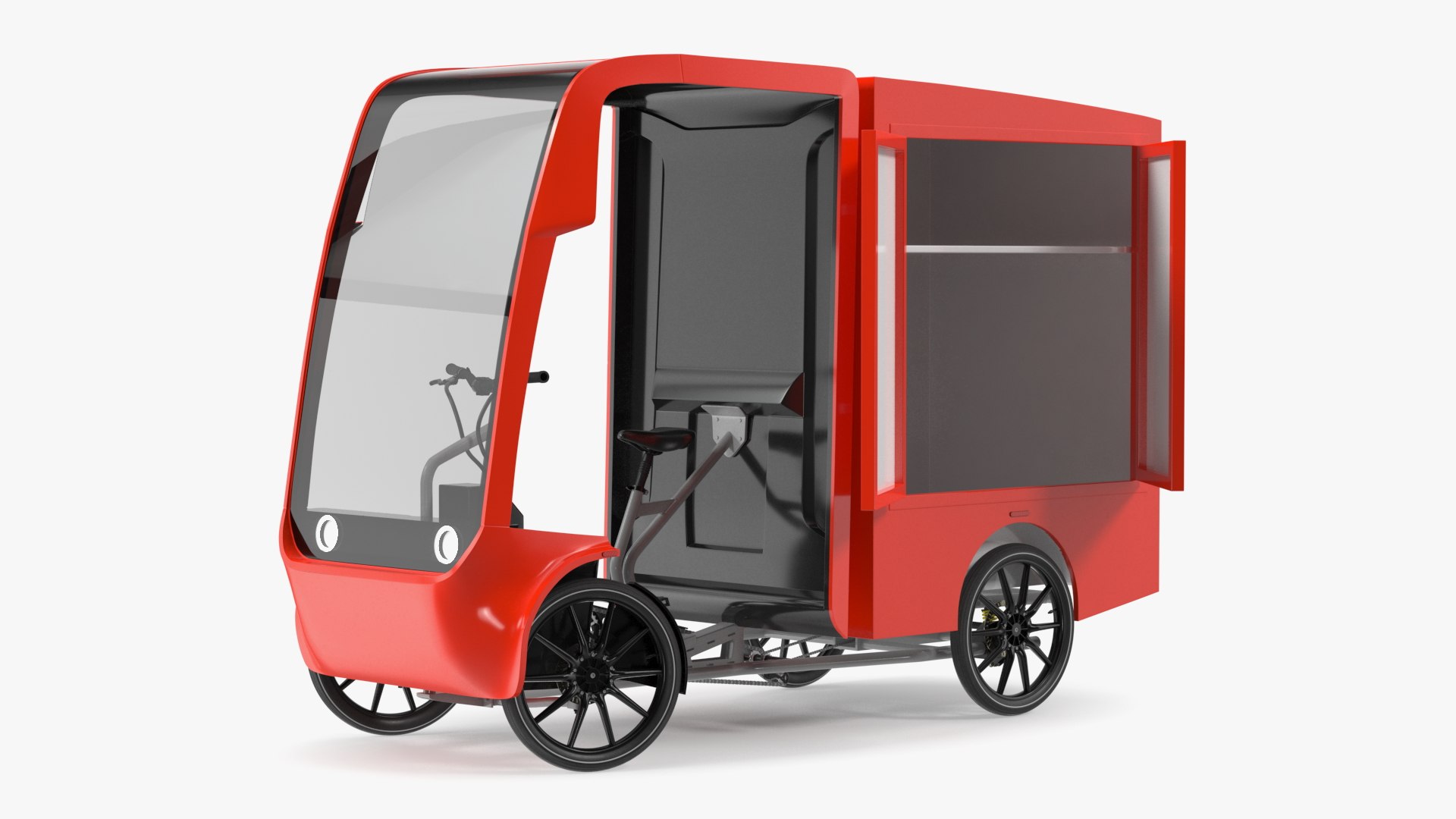 Electric Delivery Bike Red Rigged 3D model preview