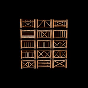wooden fence 3D model 3D model