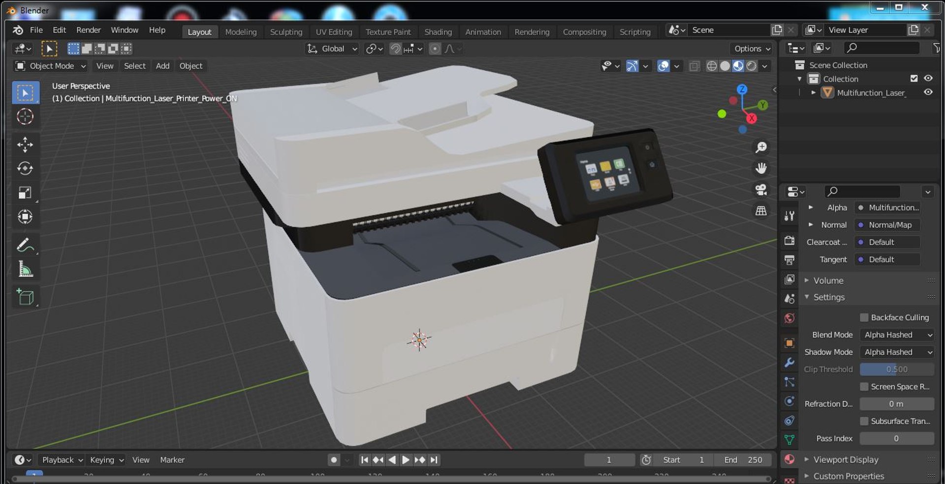 3D Multifunction Laser Printer Power ON TurboSquid 1855698