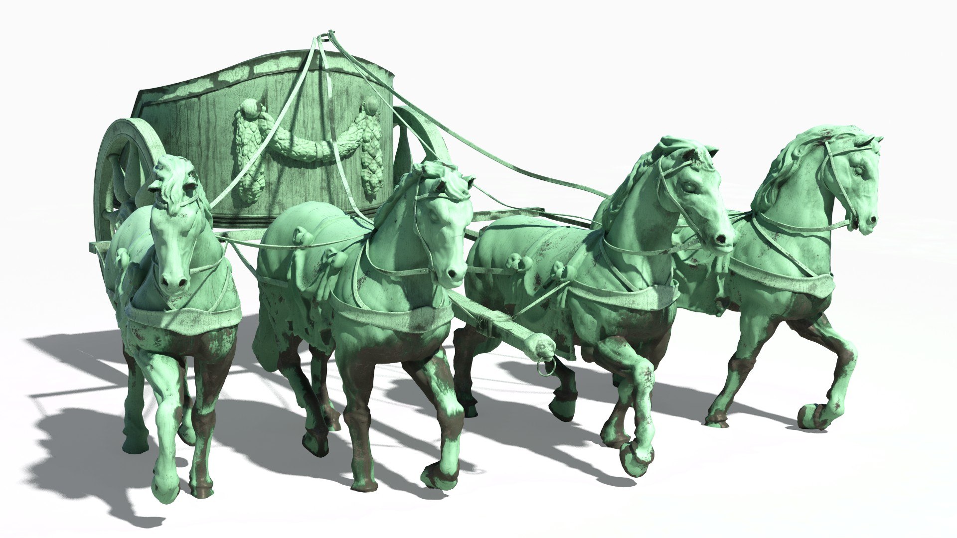 Quadriga Chariot Statue 3D model preview