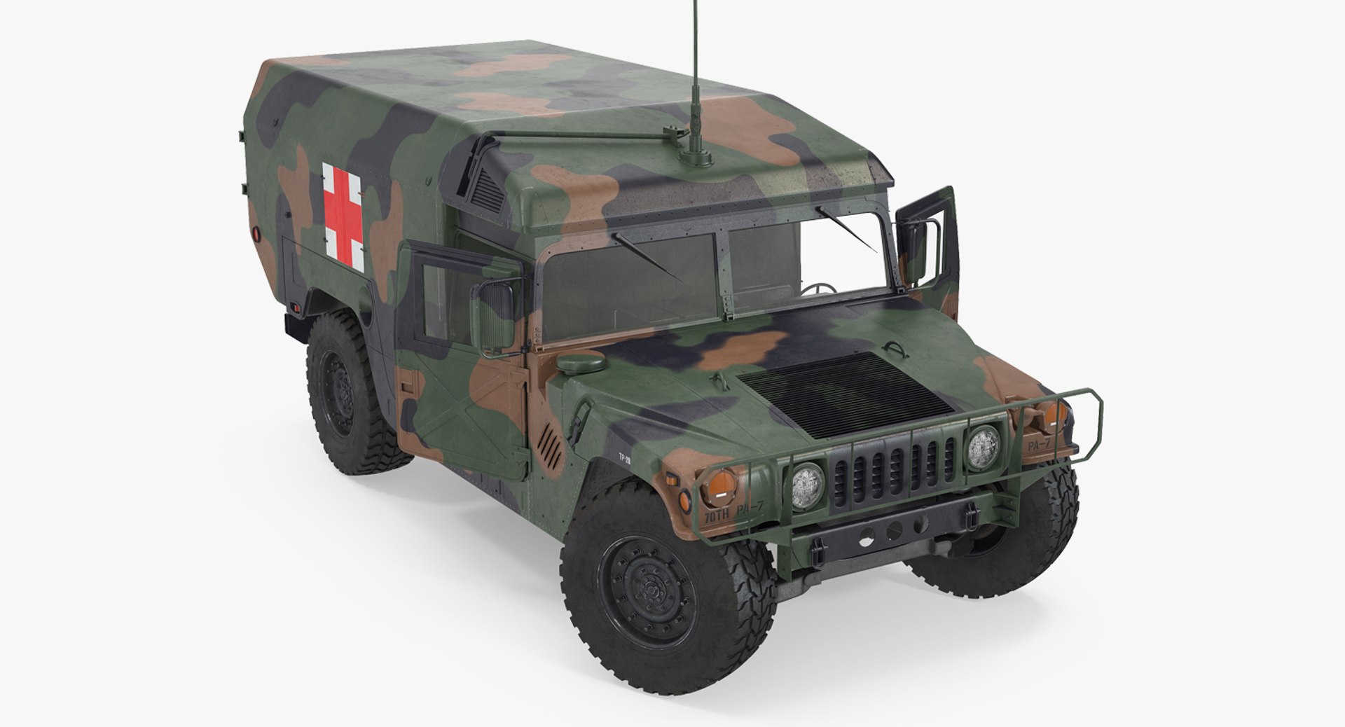Mini Ambulance Military Car HMMWV m996 Rigged Camo 3D model preview