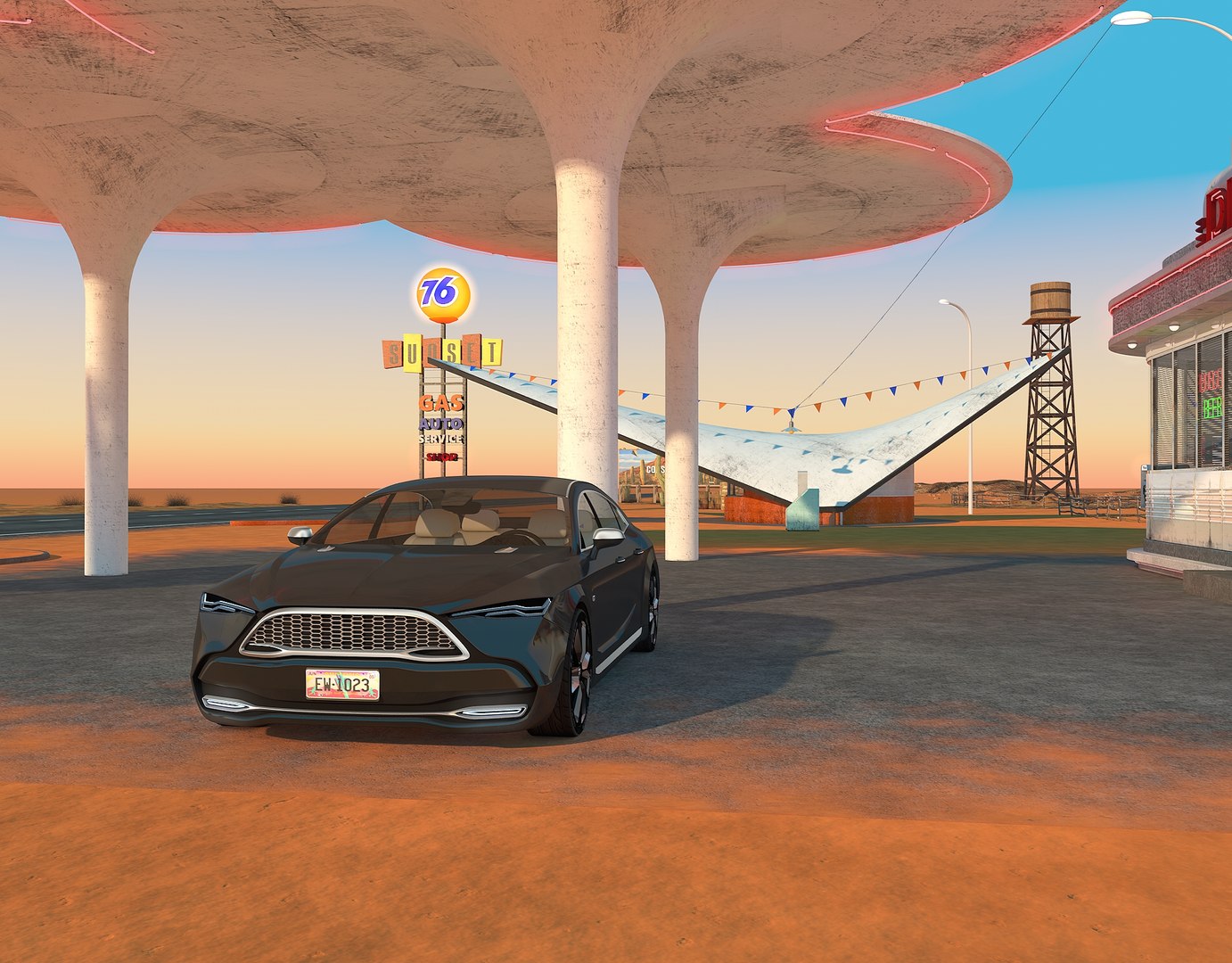 3D scene gas station diner model https://p.turbosquid.com/ts-thumb/7V/8BEK0H/3BUUxbXg/gasstationss0026/jpg/1558007980/1920x1080/fit_q87/54f55d58d299f9d19df73fc68990d51410f74951/gasstationss0026.jpg