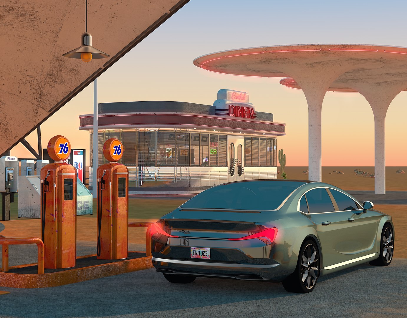 3D scene gas station diner model https://p.turbosquid.com/ts-thumb/7V/8BEK0H/6GJ2boZ3/gasstationss0010/jpg/1558007980/1920x1080/fit_q87/5d202f30fd786ce4d267f56ef61999397847e754/gasstationss0010.jpg