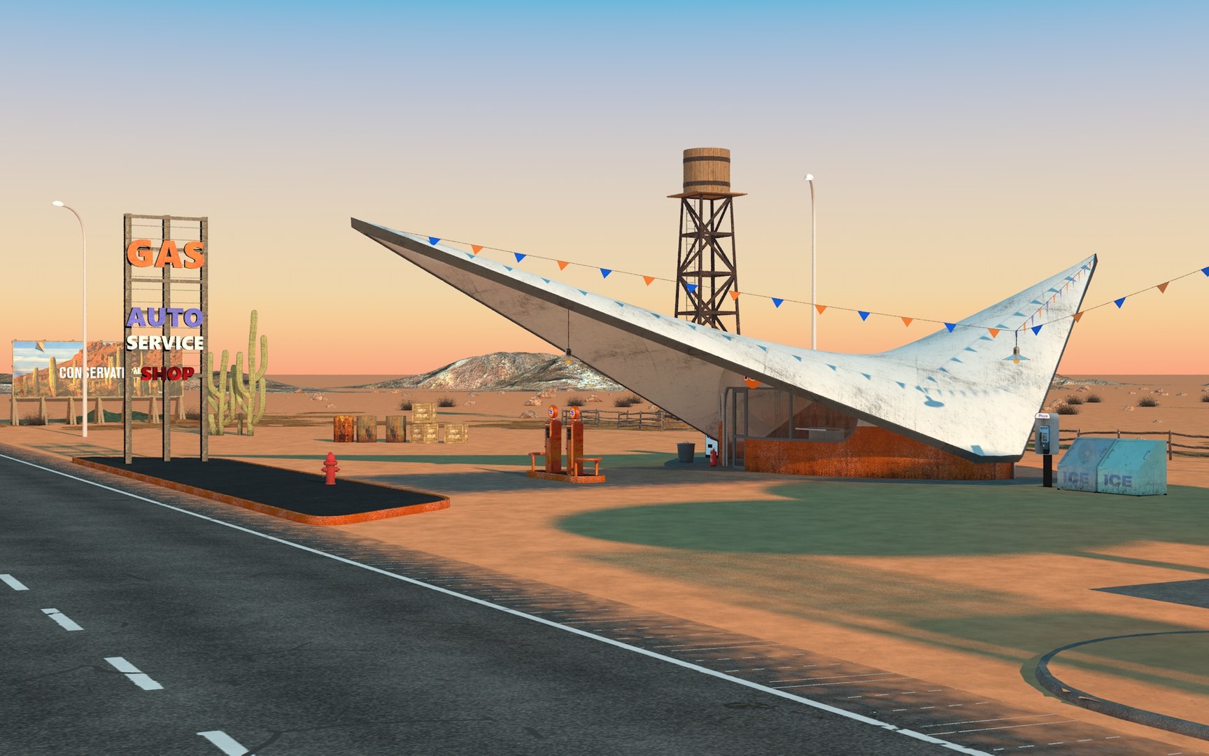 3D scene gas station diner model https://p.turbosquid.com/ts-thumb/7V/8BEK0H/P0E5iy9b/renders0003/jpg/1558007980/1920x1080/fit_q87/38783b7f0faae74dfb64b0dd30552db5d76b0cee/renders0003.jpg