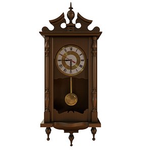 wooden clock wallclock 3d obj