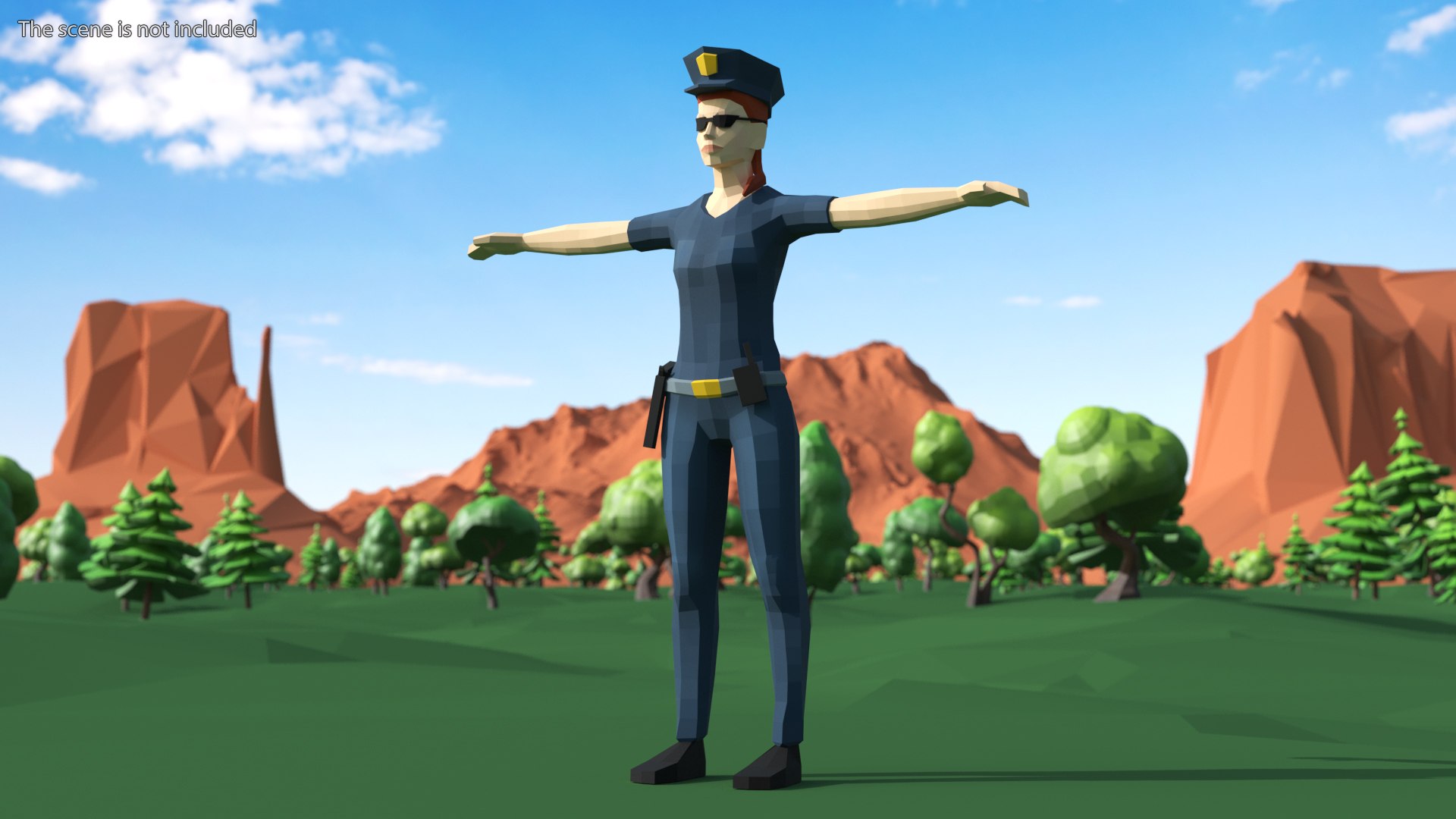 Policewoman Low Poly Rigged for Cinema 4D 3D model preview