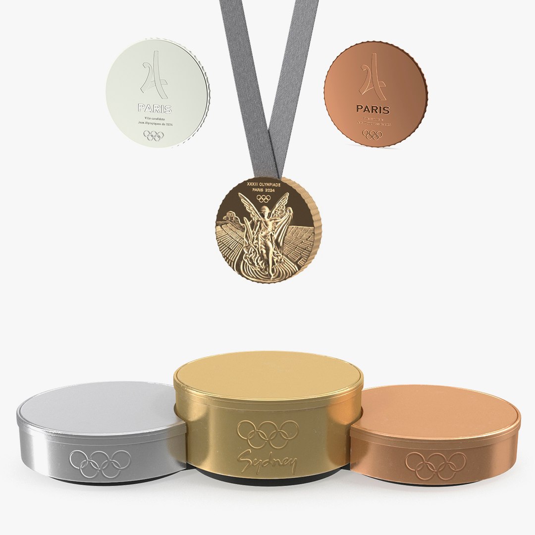 Olympic Winner Podium with Medals Collection 3D model preview