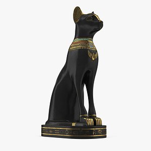 Egyptian Cat Statue Black 3D Model