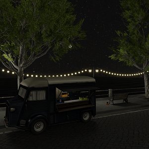 3D Waterfront Blender Scene - NIGHT