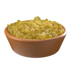 3D Yellow raisins bowl model