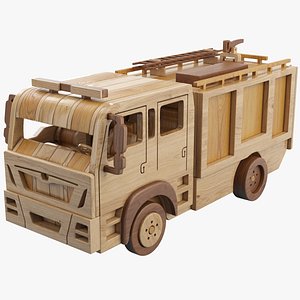3D Wooden Firetruck Toy model