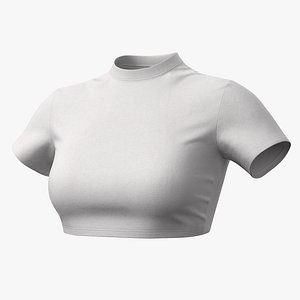 Female T-shirt Short 2v White PBR 3D model