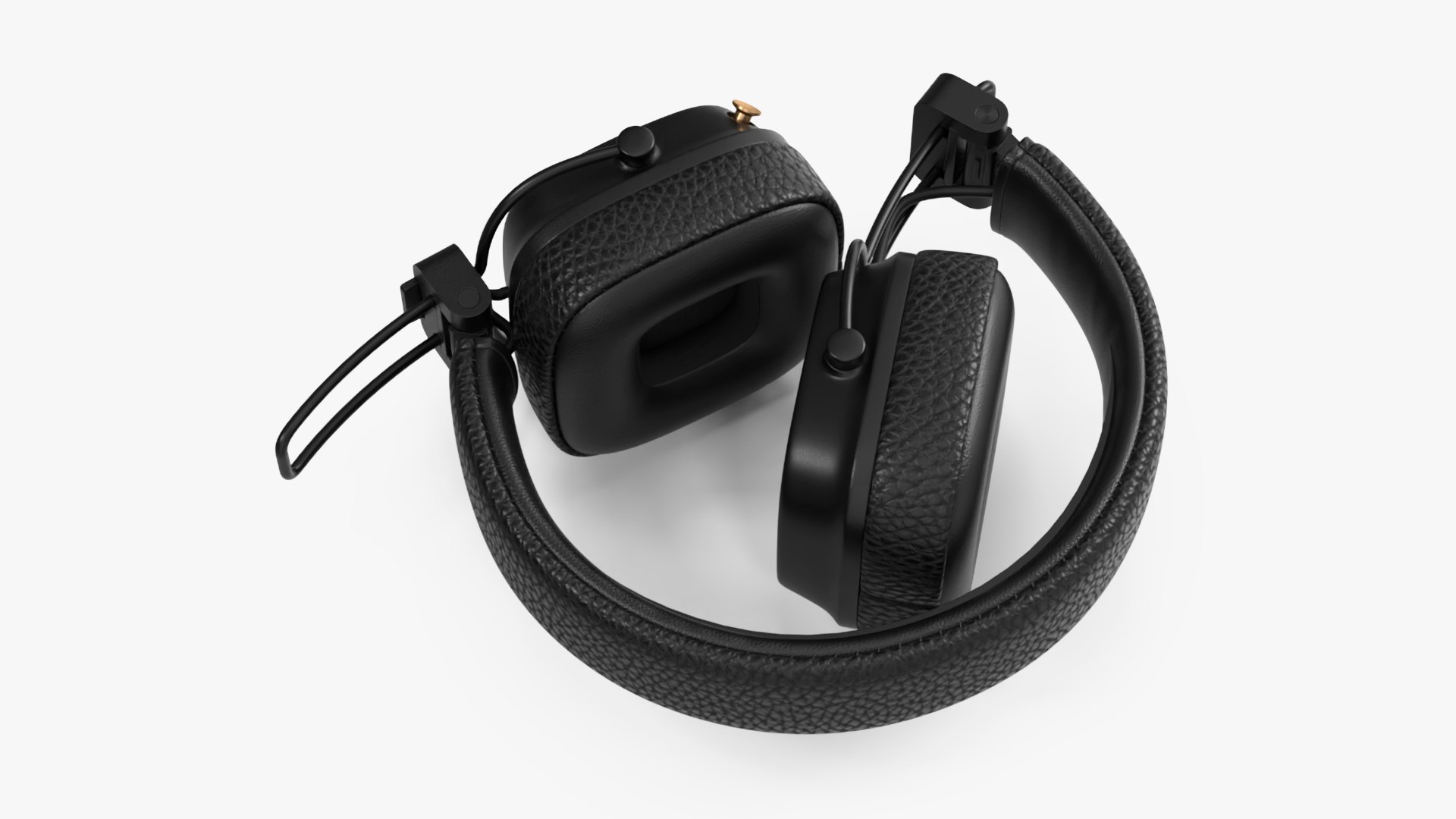 Overhead Headphones Black Rigged 3D model preview
