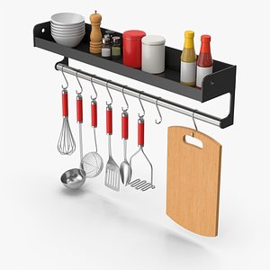 3D model Kitchen Utensil Rack VR / AR / low-poly