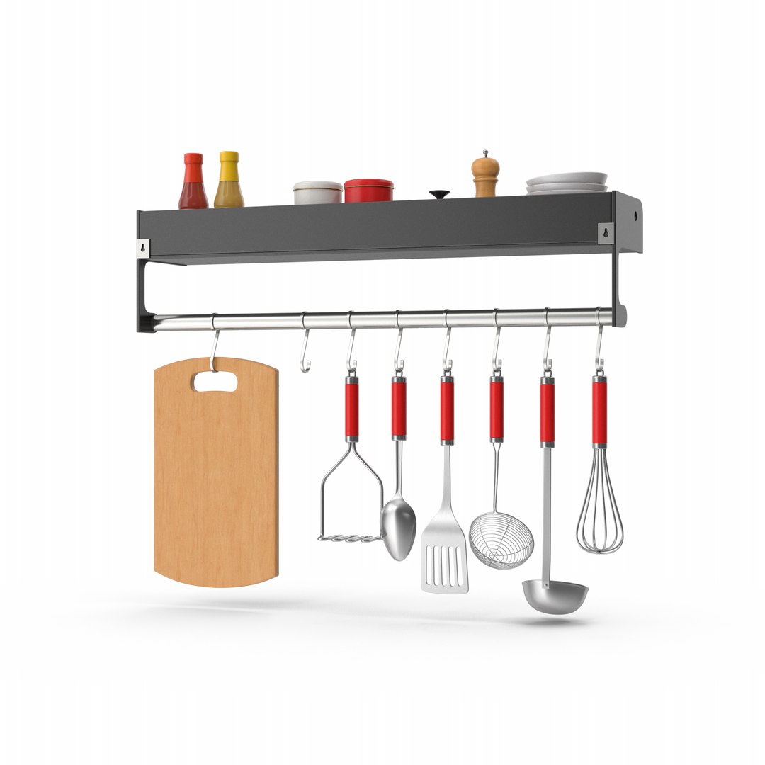 Kitchen Rack Set 3D Model - TurboSquid 2057200