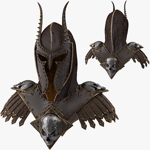 skull armor with Hood and Dark thorn mask 3D model