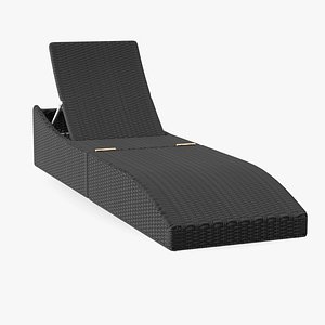 3D Designer Pool Lounge Chair Black Blue Rigged for Maya model