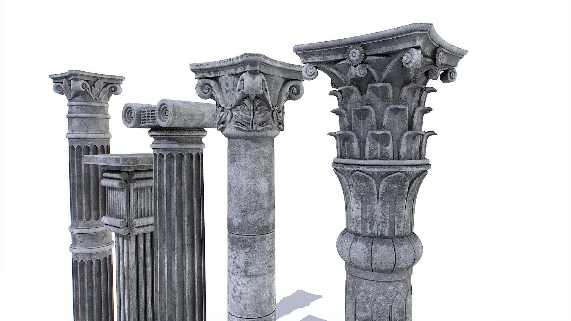 3D Stone Columns Pack Model TurboSquid 2150459   St 004 