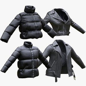 Womens - Mens Puffers and Leather Jackets Collection 3D model