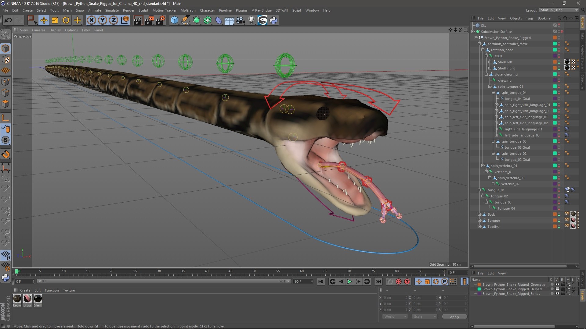 Brown Python Snake Rigged For Cinema 4D 3D - TurboSquid 2212350