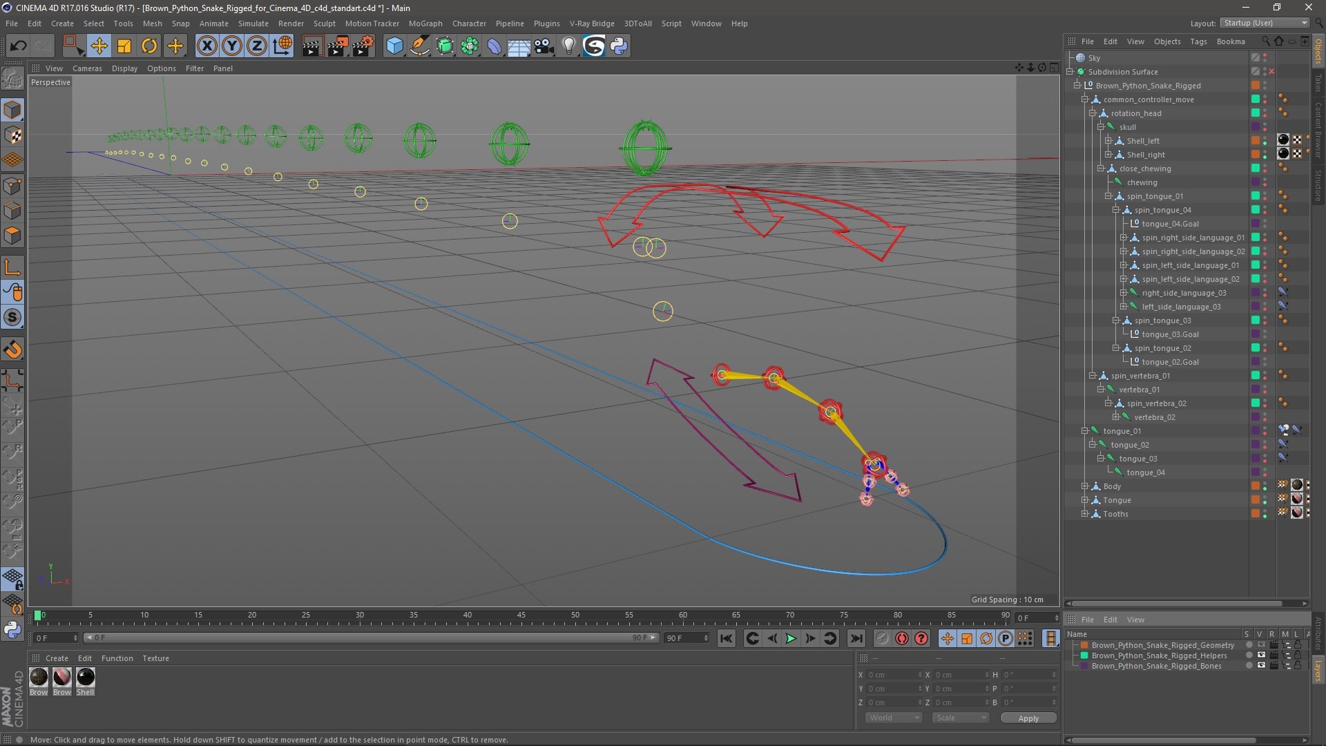 Brown Python Snake Rigged For Cinema 4D 3D - TurboSquid 2212350