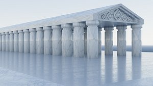 Ancient Greek Marble Temple 3D Model Pillars Gallery Game Ready Cinematic Ready Blender FBX OBJ GLB