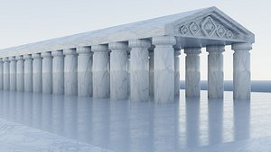 Ancient Greek Marble Temple 3D Model Pillars Gallery Game Ready Cinematic Ready Blender FBX OBJ GLB