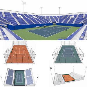 3D Tennis courts collection model