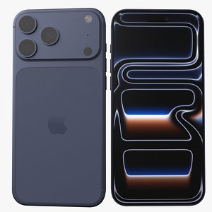 3D Apple iPhone 17 Pro Max Deep Blue model