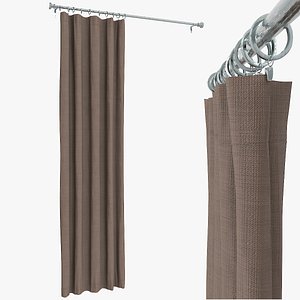 Wall Curtain Panel on Metal Rod Brown