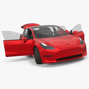 Tesla Model Q Electric Crossover Red Rigged for Maya