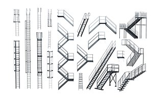 3D model Industrial Metal Stairs