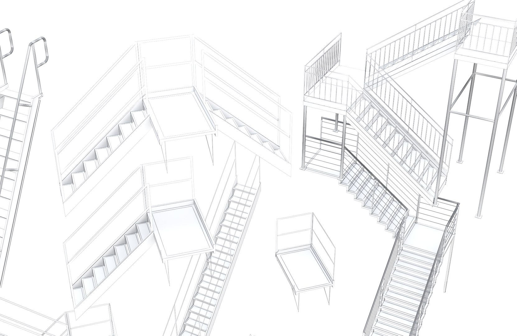 3D Model Industrial Metal Stairs - TurboSquid 2552951