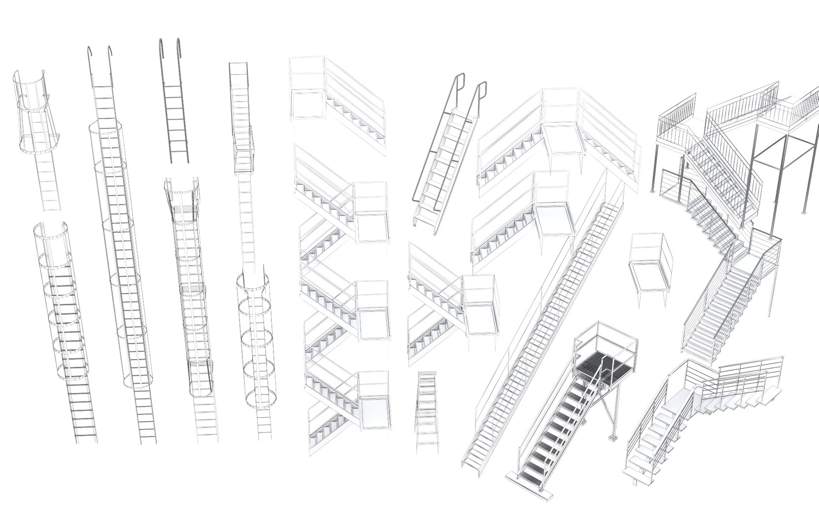 3D Model Industrial Metal Stairs - TurboSquid 2552951