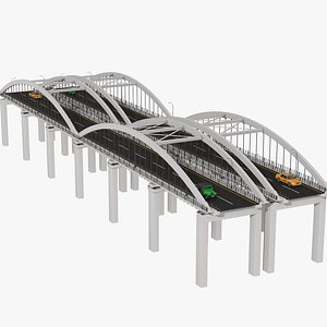 Two Lane Bridge and Cars 3D