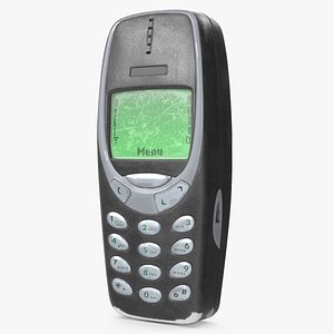 Old Scratched Cell Phone Black Switched On