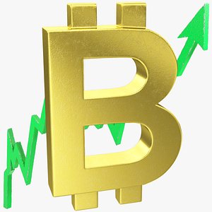 3D graph bitcoin symbol rising model