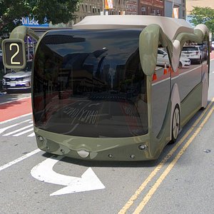 Futuristic Electric Bus Concept Green 3D model