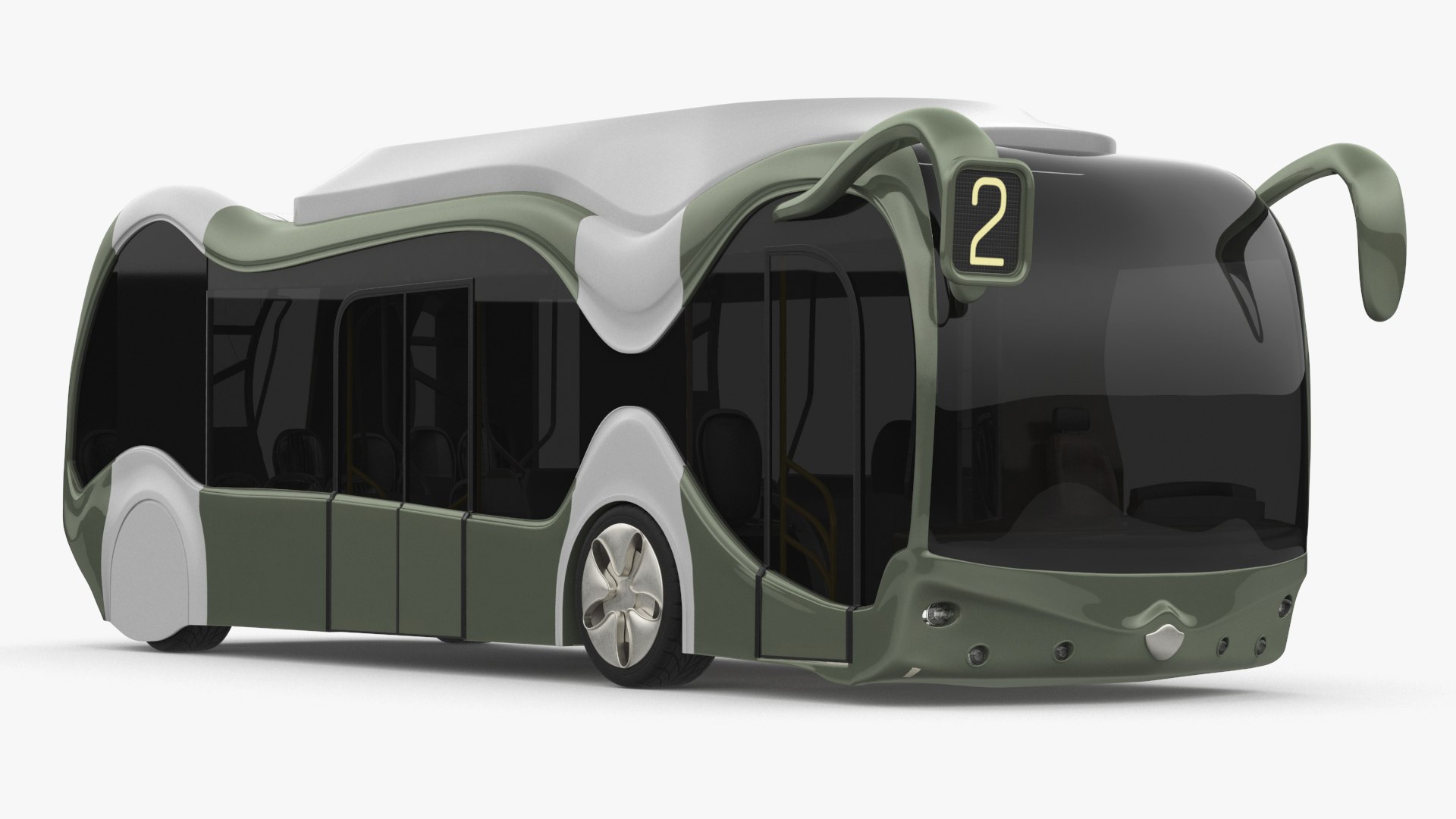 Futuristic Electric Bus Concept Green 3D model preview