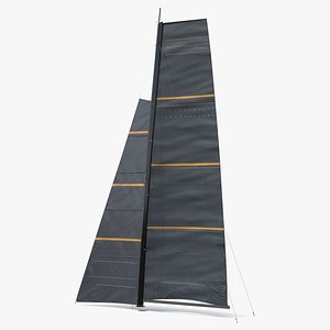 3D Competitive Regatta Yacht Sails Dark Blue model