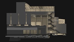 Industrial building in cutaway section 25i17 3D model