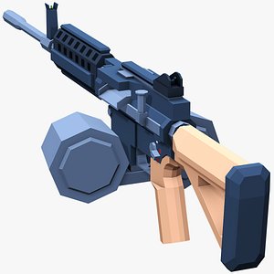 Stylized AWS Machine Gun Low Poly Mobile Ready 3D model