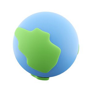 3D cartoon planet earth icon