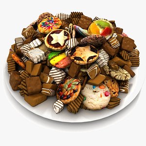 3d model pies cookies plate chocolate