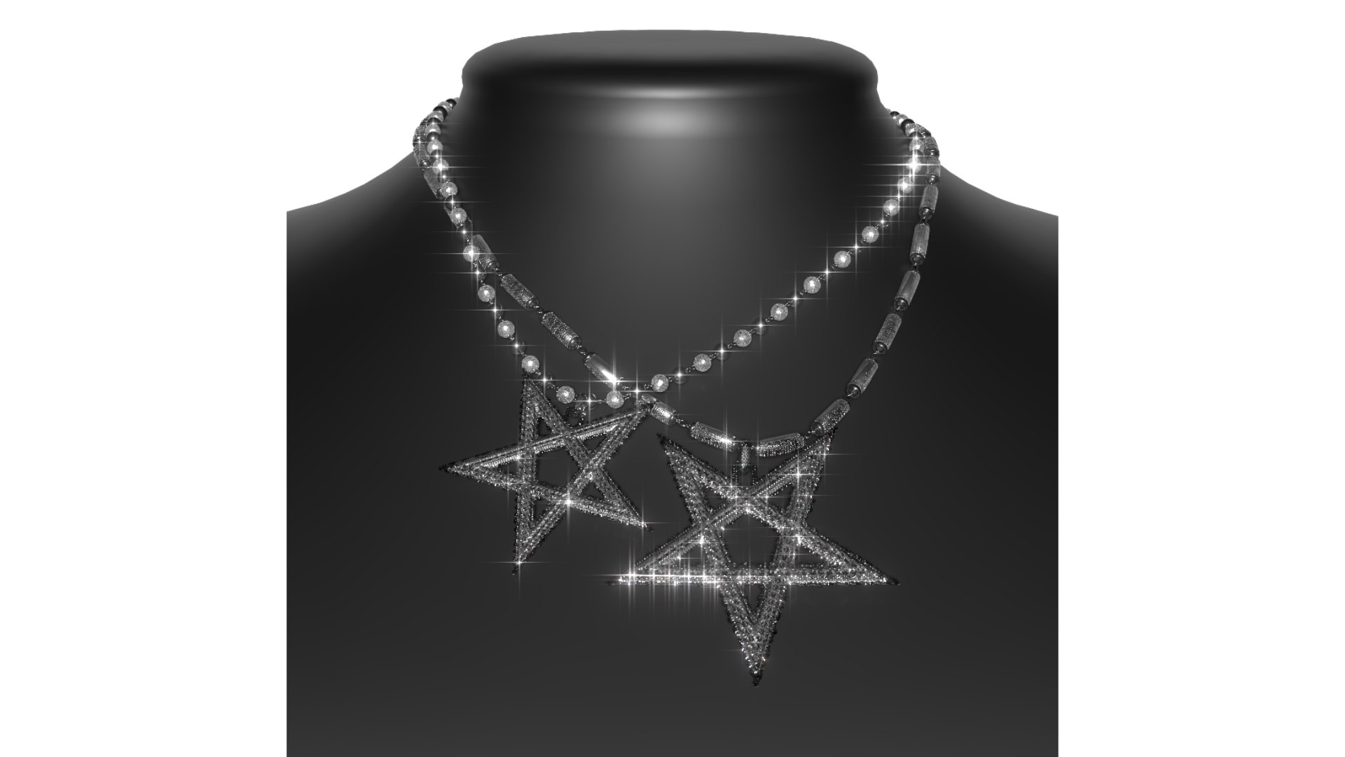 3D Playboi Carti - Pentagram Chain 3D Iced Out 3D Model Model 