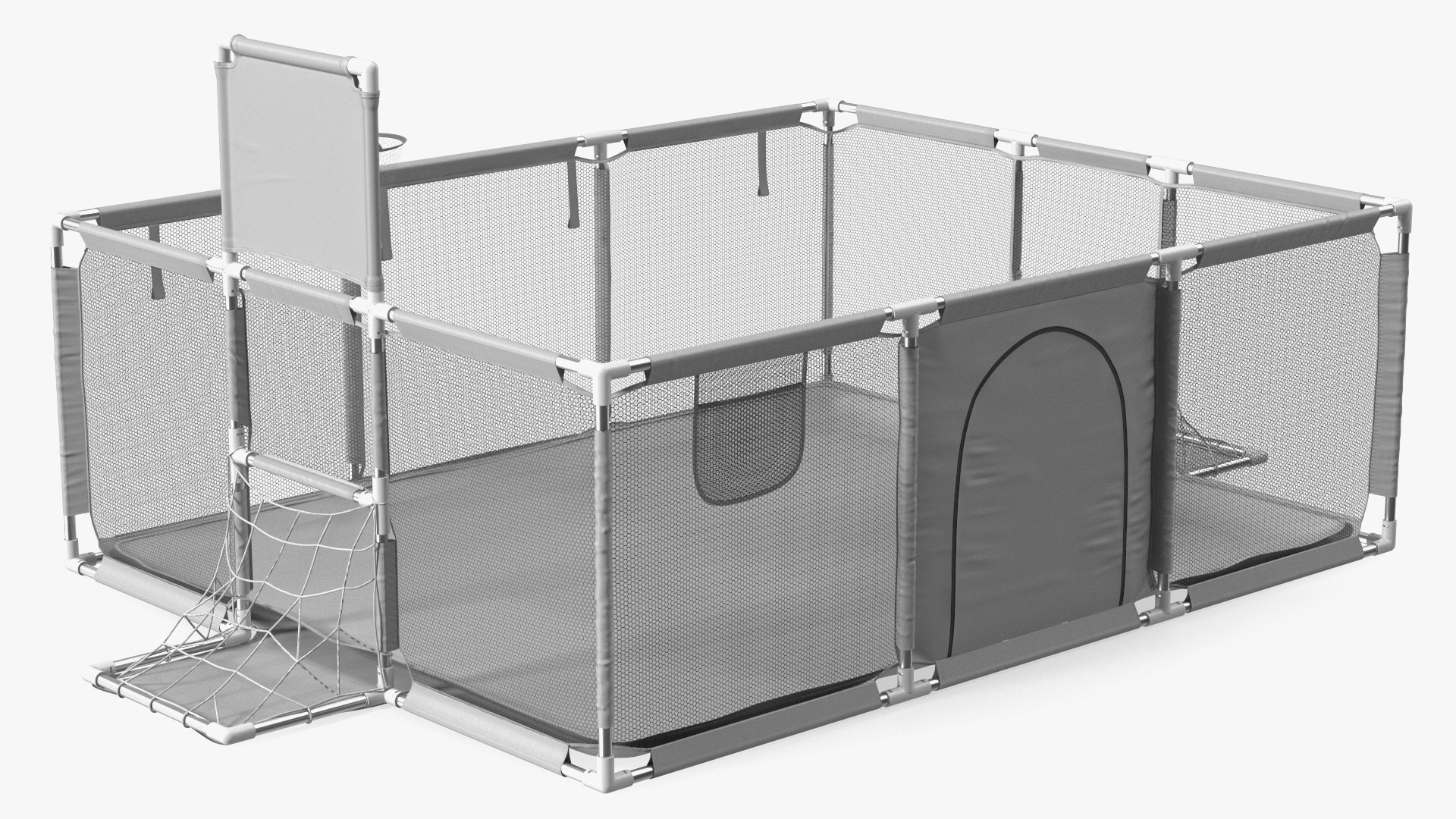 Grey Large Baby Playpen 3D model preview