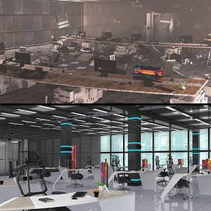 Damage and Clean Office Floor 3D model