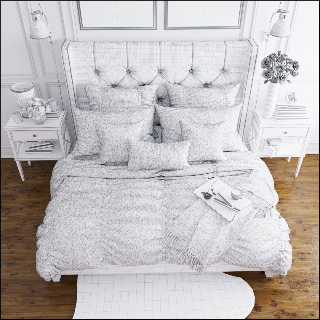 3D Pottery Barn Harper Bed Model TurboSquid 1234399